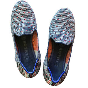 Rothy’s The Loafer Shoe Coral Dot Navy Cream Womens 6.5 Retired Color Heritage